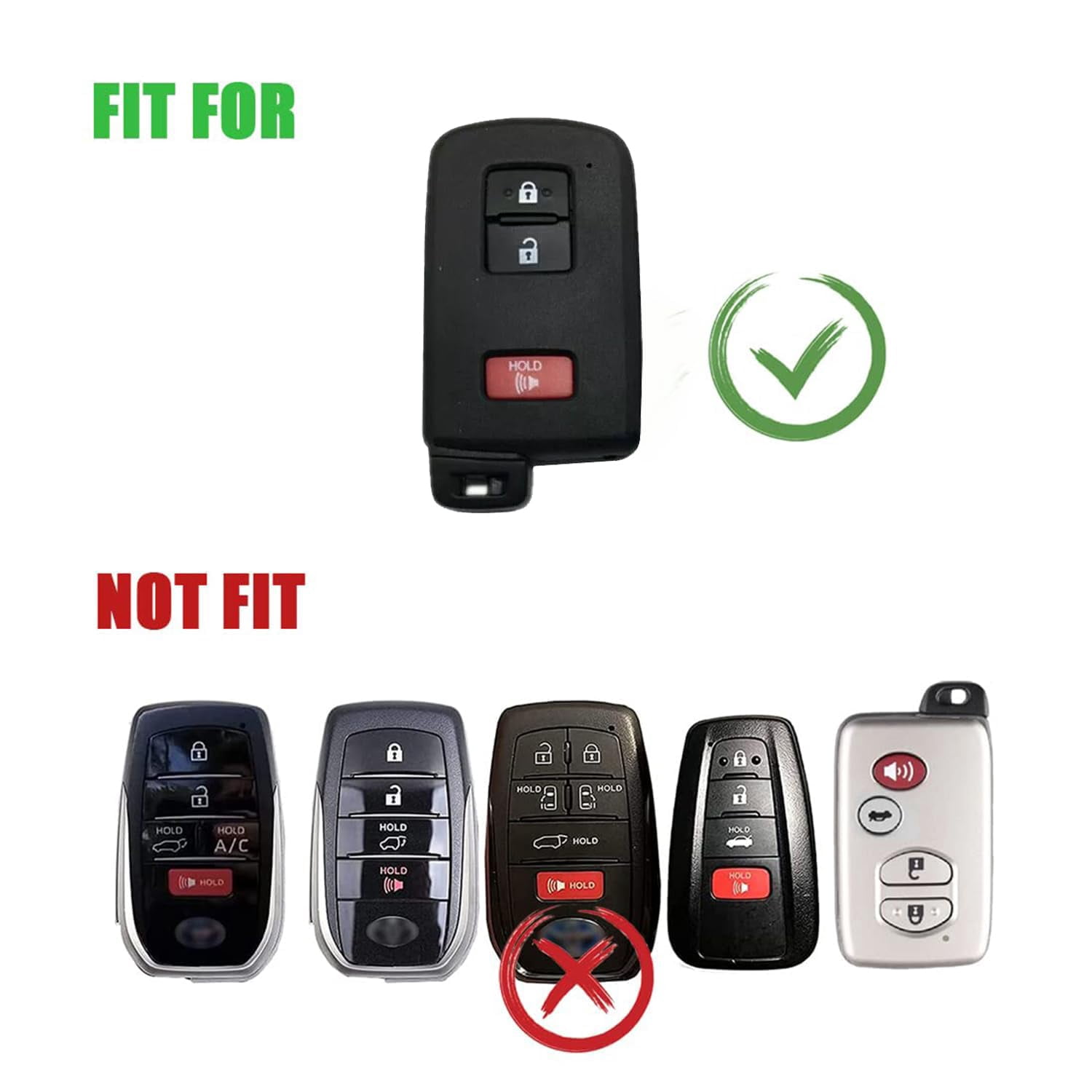 Zinc Alloy Smart Remote Car Key Fob Case Cover Protector Shell Compatible for Toyota 4Runner Tacoma Camry Corolla Rav4 Highlander Avalon Tundra Cruise Prius Sequoia