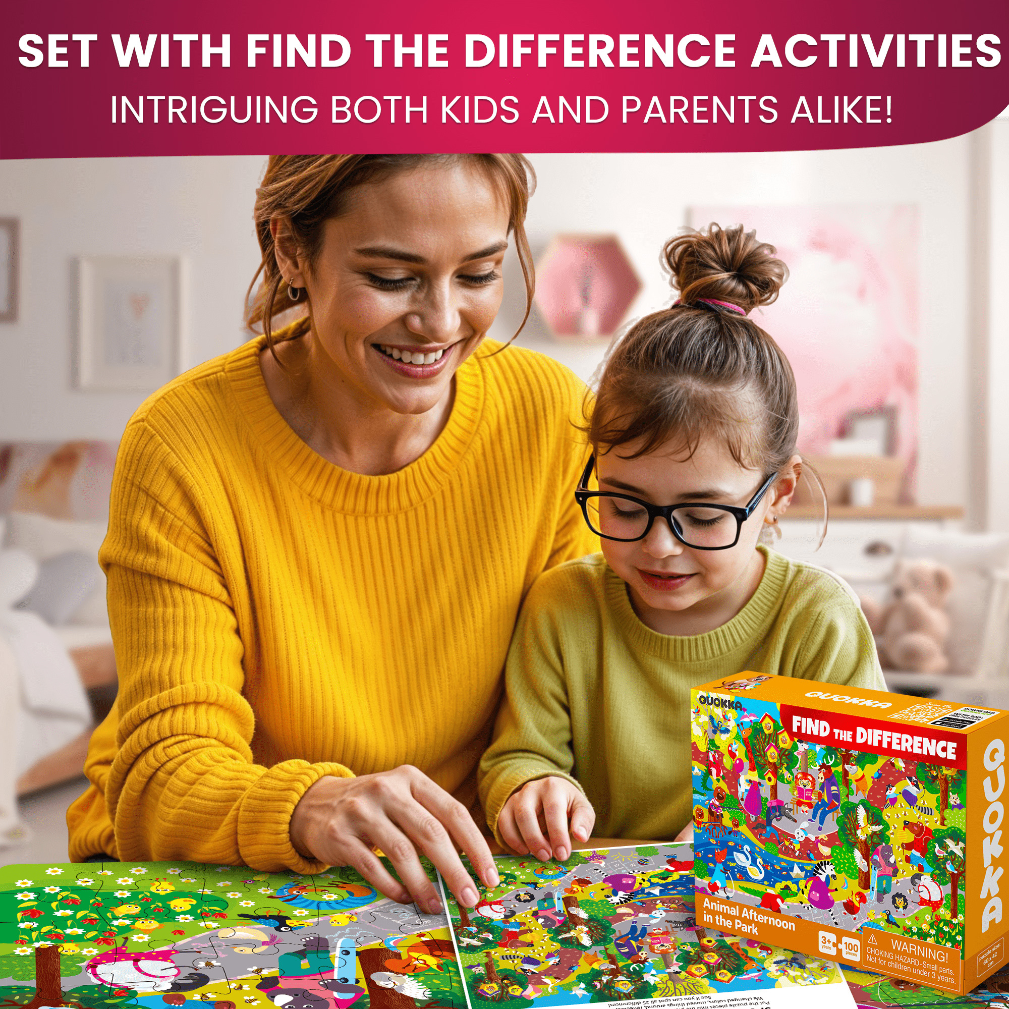 Quokka 100 Piece Puzzles for Kids- 3 Set Kids Puzzles Ages 6 8- Jigsaw Puzzles for Boy and Girl