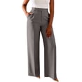 thumbnail image 2 of Delayuji Women's Straight Leg Pants High Waisted Flattering Wide Leg Pants Casual Suit Long Pants Business Pants, 2 of 6