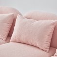 thumbnail image 4 of 66.9" Modern Lazy Loveseat, Teddy Fabric Upholstered Sofa with Pillows, Small 2-seat Sofa Couch for Living Room Bedroom Apartment , Pink, 4 of 6