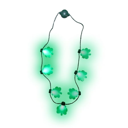 Shamrock Led Pins - Light up St. Patricks Day Shamrock Necklace Flashing Green Bulb LED Glow Clover