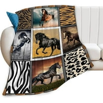 Horse Blanket Soft Warm Running Horse Prints Throw Blanket for Women Girl Fluffy Plush Lightweight Cozy Horse Fleece Flannel Gift Blankets for Adults Kids Bedding Couch Sofa 80"X60"