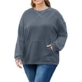 thumbnail image 2 of ZyeKqe Womens Corduroy Sweatshirts Crew Neck Oversized Pullover Tops Plus Size Long Sleeve Warm Fall Shirts, 2 of 8