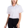thumbnail image 4 of Womens Short Sleeve Button Down Shirts Official Collar Blouse Basic Simple Dress Shirt, S-5XL, 4 of 7