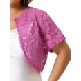 thumbnail image 5 of DARING DIVA Plus Size Lace Shrugs Sheer Short Sleeve Bolero Tops 1X Purple, 5 of 6