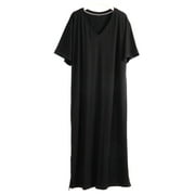 a.Jesdani Women's V Neck Cotton Nightdress Plus Size Simplicity sleepwear Dress