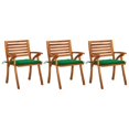 thumbnail image 1 of vidaXL Garden Dining Chairs with Cushions 3 pcs Solid Acacia Wood, 1 of 4
