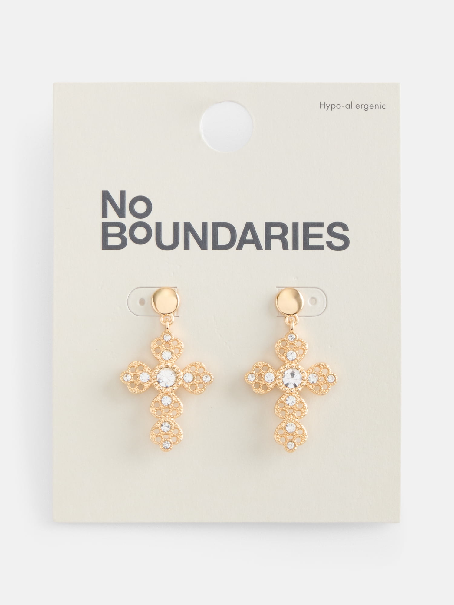 No Boundaries Women’s Gold Tone Cross Drop Earrings