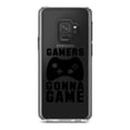 thumbnail image 1 of DistinctInk Clear Shockproof Hybrid Case for Samsung Galaxy S9 (5.8" Screen) - TPU Bumper Acrylic Back Tempered Glass Screen Protector - Gamers Gonna Game - Video Games, 1 of 5