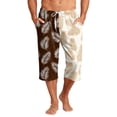 thumbnail image 2 of Mens Swim Trunks Men's Casual Hawaiian Print Drawstring Cropped Capri Pants Summer Swim Trunks Beach Shorts with Elastic Waist Resort Style for Vacation Pool Luau Coffee 3XL, 2 of 9