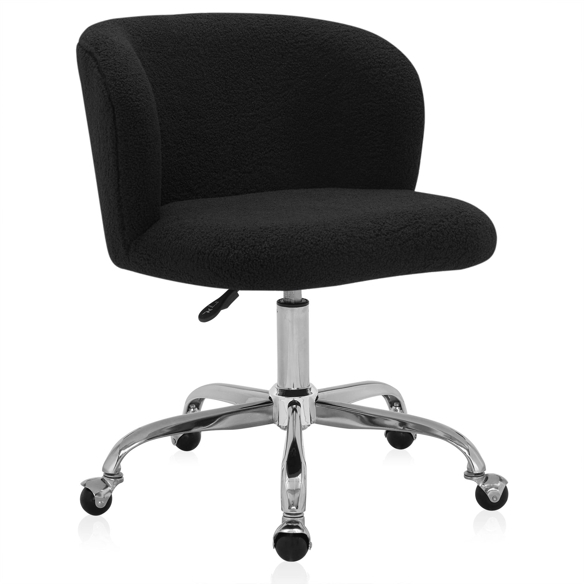BELLEZE Modern Upholstered Boucle Desk Chair with Swivel Wheels and ...