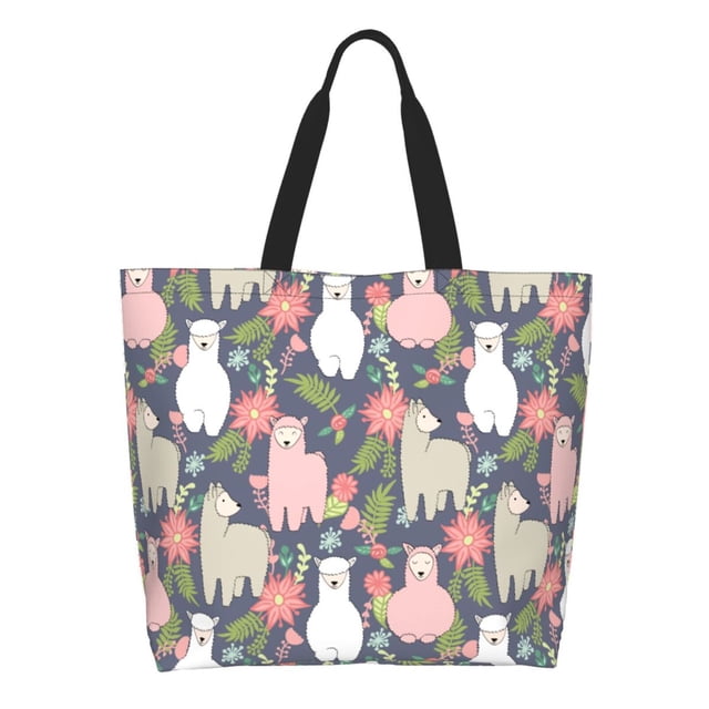 Disketp Llamas Bolsa Tote Estampada para Mujer, Bolso de Hombro y de Mano para Compras y Viajes