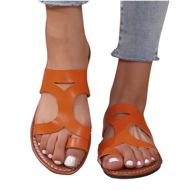 VOAVEKE Sandales pour Femmes Confortables, Sandales pour Femmes, Mode Décontractée pour Femmes Sandales Plates Polyvalentes Printemps et Été Rouge 10