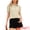 Beige, variant on DARING DIVA Women's Short Puff Sleeve Button Down Shirts Collared V Neck Blouses XS Beige