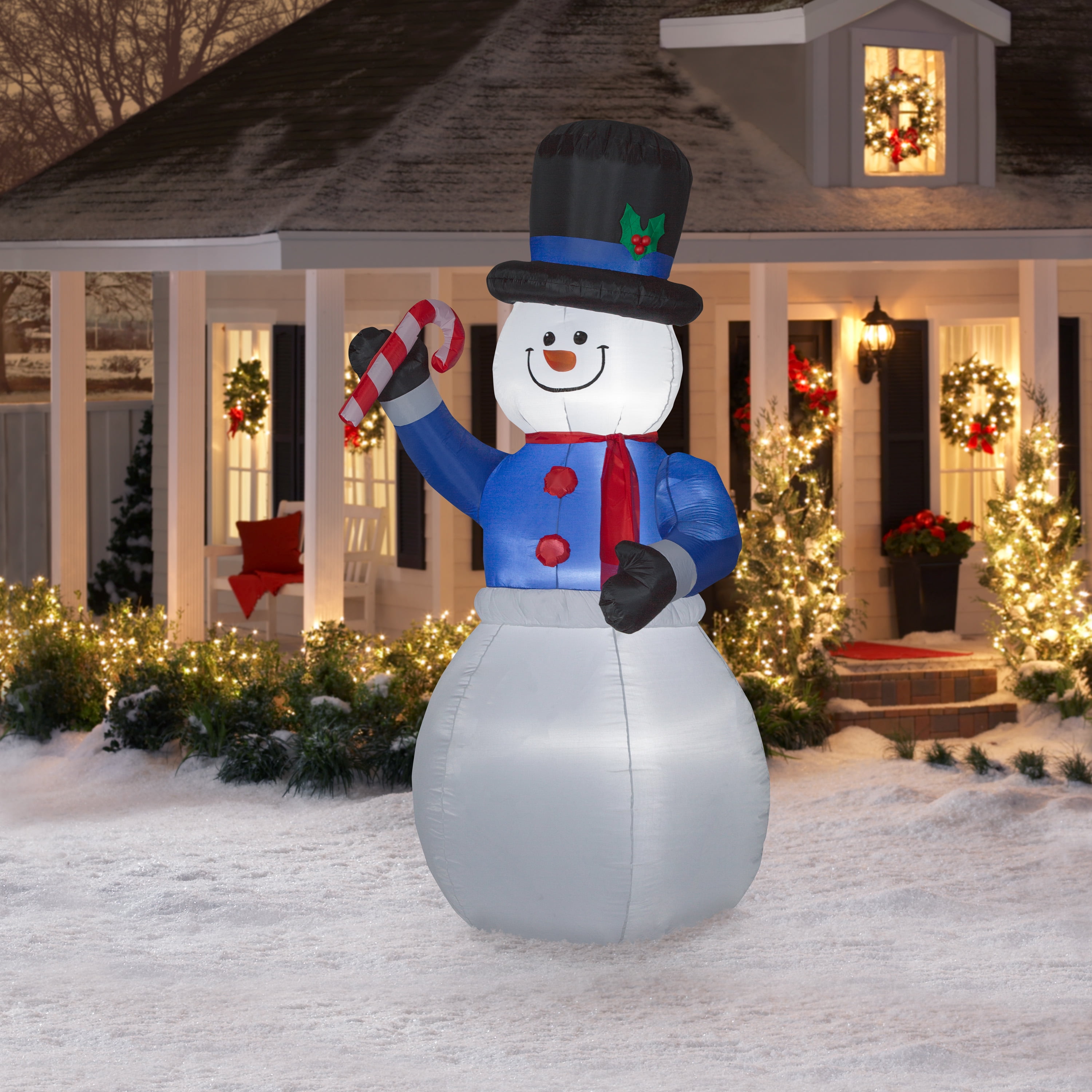 DELUXE INFLATABLE JUMBO HAPPY FUN SNOWMAN 52in Tall 38in Wide 