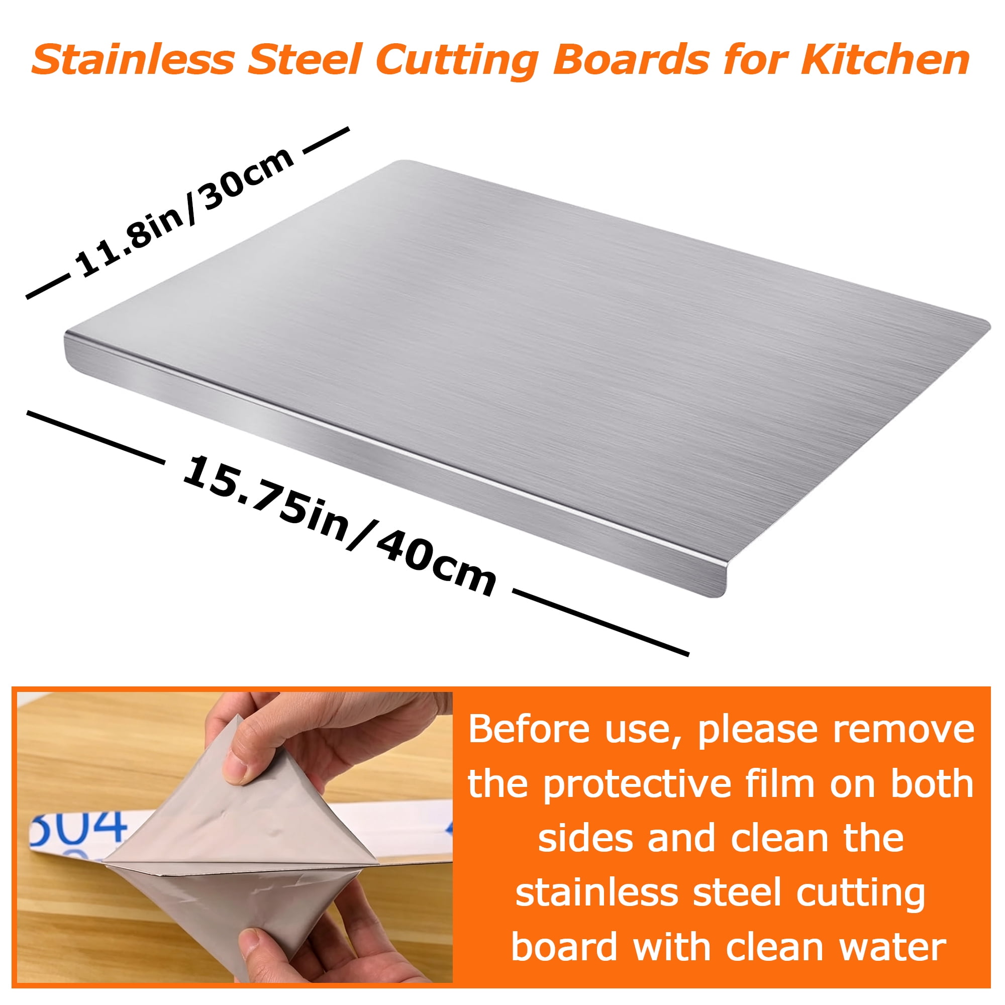 Stainless Steel Cutting Boards 15.75"x 11.8" Cutting Boards for Kitchen, Suitable for Meat, Fruits, Vegetables