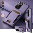 thumbnail image 6 of Compatible with Samsung Galaxy Note 20 Flip Wallet Phone Case with Card Holder Elastic,Magnetic Back Flip Kickstand Cover Premium PU Leather Business Classic Style Shockproof Case,Purple, 6 of 8