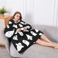 thumbnail image 5 of Oversized Wearable Blanket Hoodie,Black Halloween Ghosts with Boo Sherpa Blanket Hoodie with Super Pockets,Super Warm Fuzzy Pullover for Women & Men, 5 of 6