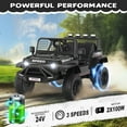 thumbnail image 6 of Funcid 24V Ride on Cars Truck with Remote Control, Electric Battery Powered Car with Spring Suspension, Ride on Toys for Kids, Built-in music, Cool LED Light, Bluetooth, USB, Black, 6 of 10