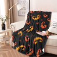 thumbnail image 2 of Black Halloween Pumpkin Faces Round Blanket,Comfortable Soft Flannel Throw Blanket,All Season,Warm Lightweight Blankets for Sofa Bed Couch Living Room Chair 60"x60", 2 of 5