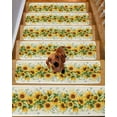 thumbnail image 2 of Sunflower Stair Treads for Wooden Steps Indoor Runner Rug Carpet, Country Botanical Yellow Green Floral Leaf 4 Pieces Peel and Stick Staircase Step Treads Covers Washable Throw Door Mats, 30"x8", 2 of 5