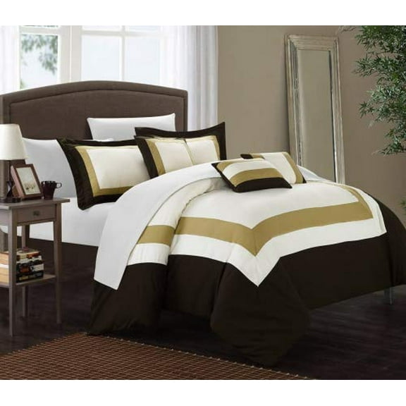 BED IN BAG Chic Home Duke 10 PC Comforter Set, Shams, Decorative Pillows, Sheets