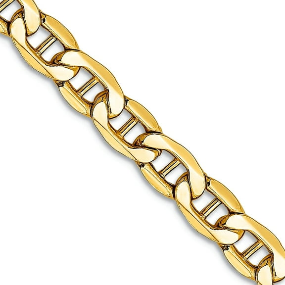 14k Yellow Gold Hollow Polished Lobster Claw Closure 5.1mm Semi-solid Nautical Ship Mariner Anchor Chain Necklace 18 Inc