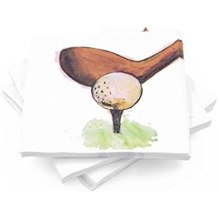 30 Pk,"Golf" Retro Cocktail 3-Ply Paper Party Napkins for Golf Lovers, Athletes, Father's Day and Homes On A Golf Course