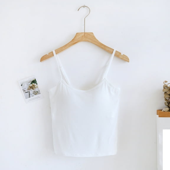 lmcalzta Camisole for Women Spaghetti Strap Tank Tops Built in Bra Summer Lounge Undershirts