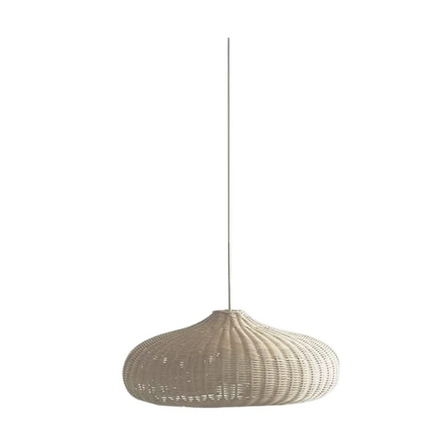 Milaget Hanging Ceiling Light Lamp Shade Rattan Weave Chandelier for Balcony Kitchen 48x48x140cm Beige