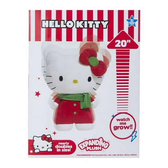 Sanrio Hello Kitty Expandable Expanding Plush Nearly Doubles in Size 20" Inch Squishy Toy - Red Outfit Doll