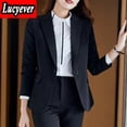 thumbnail image 5 of PIKADINGNIS High Quality Office Work Blazer Women Korean Notched Pockets Long Sleeve Coat Ladies Autumn Casual Suit Jacket, 5 of 6