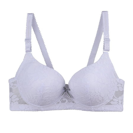 Riforla Lace Bralette for Women Plus Size Soft Underwire Bra Push up Supportive Underwear Lift and Shape Design Everyday Wear Bras White C