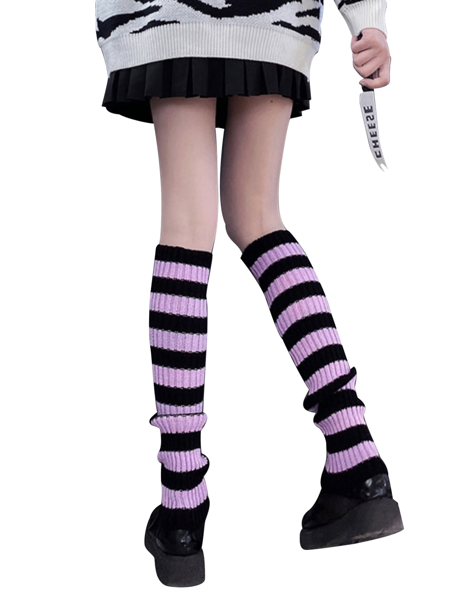 Girls Knit Thigh High Socks Knee High Tube Sock with Stripes, School Uniform Stockings Leg Warmers Girls Knit Thigh High Socks Knee High Tube Sock with Stripes, School Uniform Stockings Leg Warmers