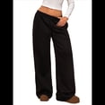 thumbnail image 2 of Pantalones Deportivos de Pierna para Mujer, Cintura Alta, Holgados, con Cordón Interior y Pierna Recta. Negro S, 2 of 10