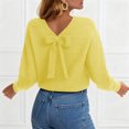 thumbnail image 2 of zaveiop Sweaters for Women Long Sleeve Fall Outfits 2025 Back Bow Knot Sweaters Round Neck Solid Knit Pullover Tops (Yellow, XL), 2 of 7