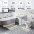 thumbnail image 5 of Beige Black Boho Bath Mat 3 Piece Bathroom Rug Set, Vintage Ethnic Tribe Abstract Art Non Slip Bath Rug Contour Mat and Toilet Lid Cover, Absorbent Shower Mats Soft Bath Rugs and Mats Sets, 5 of 8