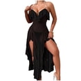 thumbnail image 2 of Blmnix Womens Nightgown Lightweight Nightgowns Sexy Nightgown Chemises Nightshirt Black Sleeveless Below-the-Knee V-Neck Summer Nightgowns for Women, 2 of 6