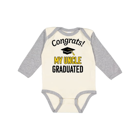 Inktastic Congrats My Uncle Graduated with Cap Boys or Girls Long Sleeve Baby Bodysuit