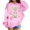 thumbnail image 2 of DHFJKG Kids Girls Hoodies Oversized Sweatshirts Cute Cat Printed Long Sleeve Hooded Pullover For Youth Toddler 2-13 Years Soft Versatile Tops, 2 of 4