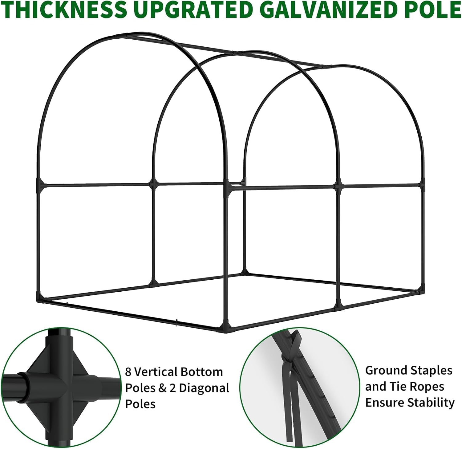 Garvee Portable Walk-in Greenhouse 98.42 x 78.74 x 78.74", Upgraded Heavy Duty Frame, Clear
