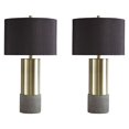 thumbnail image 1 of Faux Concrete & Metal Base Table Lamp, Brass & Gray - Set of 2, 1 of 1