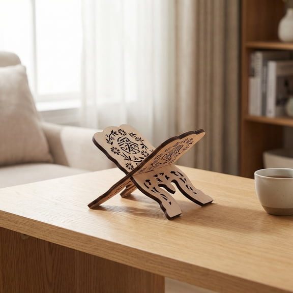 ETHZZLE Beige Wooden Bible Book Stand with Stable Design for Home and Office Reading