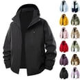 thumbnail image 3 of Fmbrln Mens Plus Size Casual Solid Jackets Waterproof Windproof Jackets with Removable Hood Lounge Outdoor Hiking Windbreaker Jackets with Zipper Pockets Black 3XL, 3 of 4