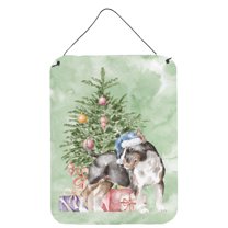 Carolines Treasures CK8193DS1216 Bull Terrier Tricolor Christmas Presents and Tree Wall or Door Hanging Prints 12x16