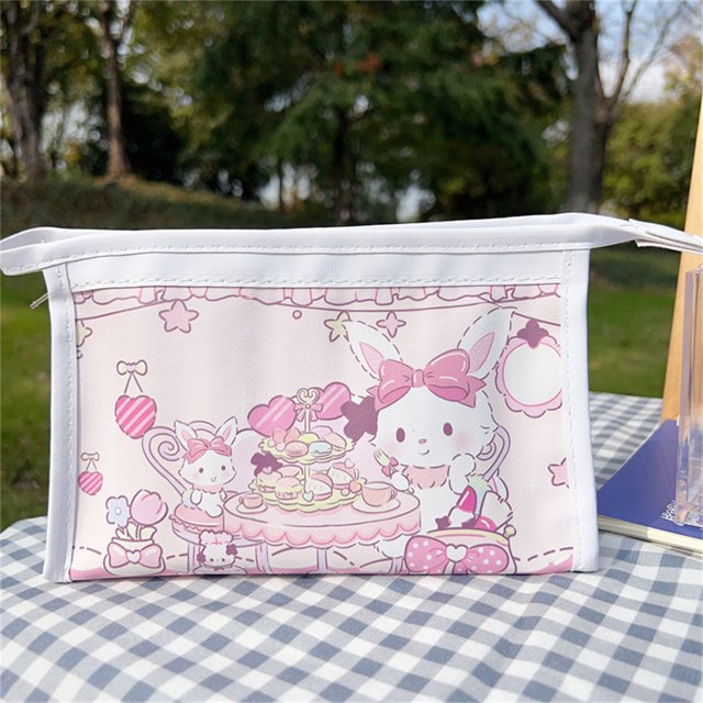 ⊕ Bolsa De Lápices Sanrio Kuromi Melody Cinnamoroll De Gran Capacidad De Una Sola Capa De Doble Cara Multifunción Bolso De Cosméticos Para Niña Regalo