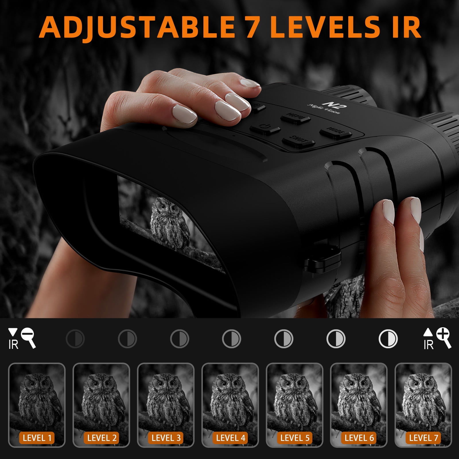 Amkui N2 Night Vision Day Binoculars Viewing 984ft/300M 1080P Night Vision 5X Digital Zoom Goggles Infrared Binoculars for Hunt Surveillance