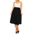 thumbnail image 5 of Women's Plus Size A-Line Casual Flared High Waist Elastic Band Solid Midi Skirt, 5 of 8