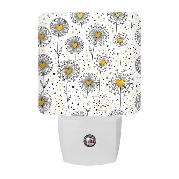 Night Lights Plug into Wall, Love Heart Flowers LED Night Light with Dusk to Dawn Sensor, Farmhouse Star Cute Botanical Decorative Nightlight for Hallway Bathroom Kitchen