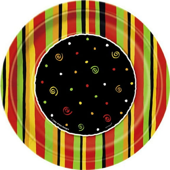 Fiesta Stripes 7" Disposable Paper Plates, 8 Count